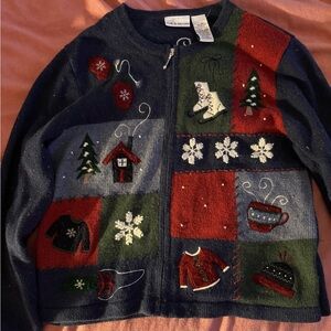 Croft & Barrow Navy and Green Holiday Sweater